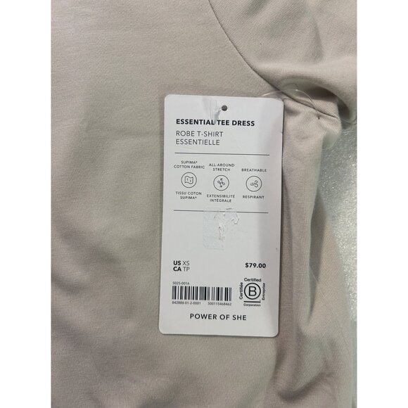 Athleta Essential Tee Dress Supima Cotton NWT Casual Size XS Cream Abalone - Picture 7 of 7